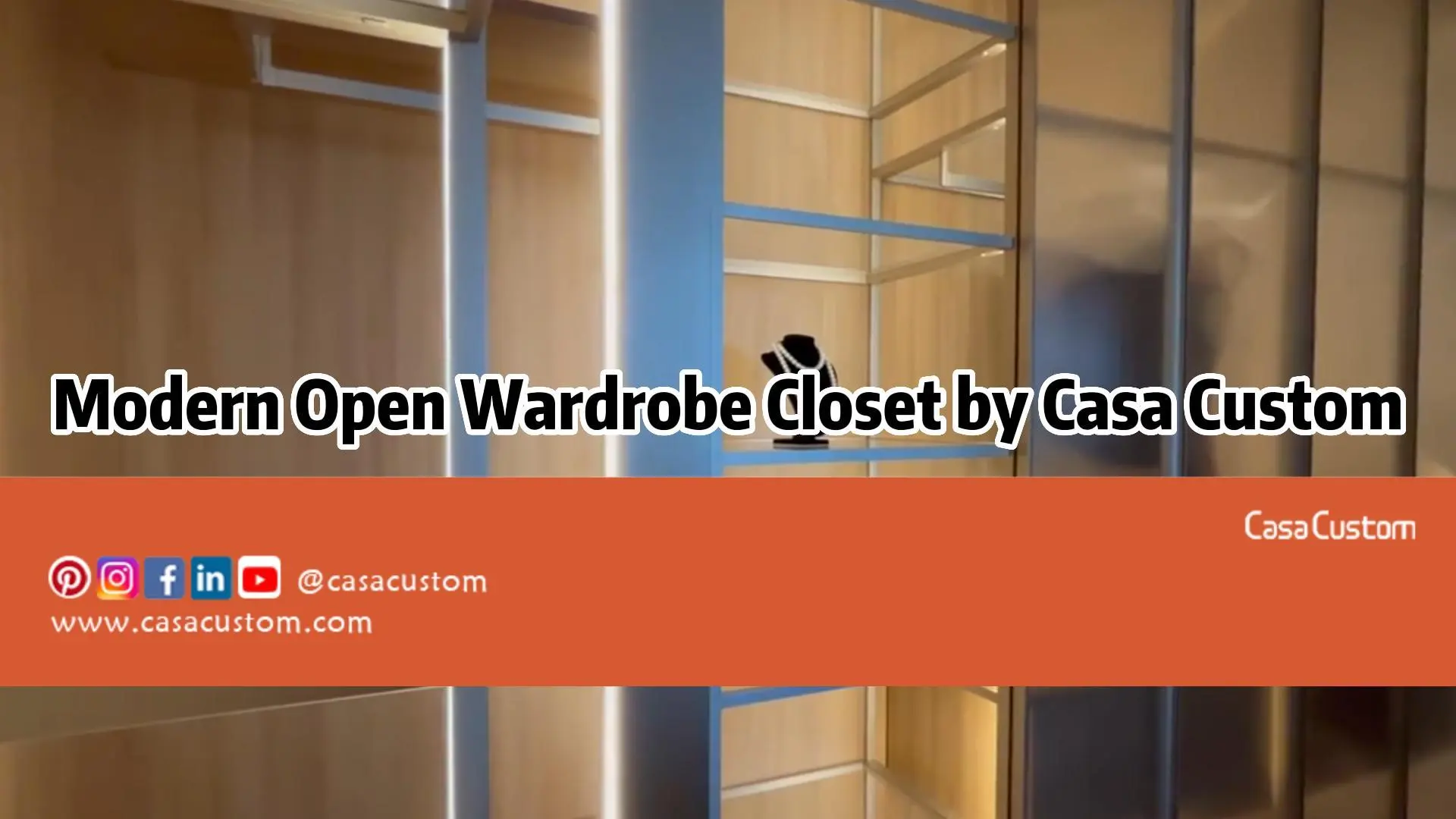 This modern open wardrobe closet by Casa Custom is the perfect solution for storage and organization. It features a sleek metal structure, frosted glass doors, and glass partition panels for a contemporary and stylish look.